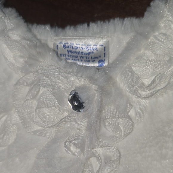 Build-A-Bear White Faux Fur Jacket with Floral Accents - Picture 2 of 3